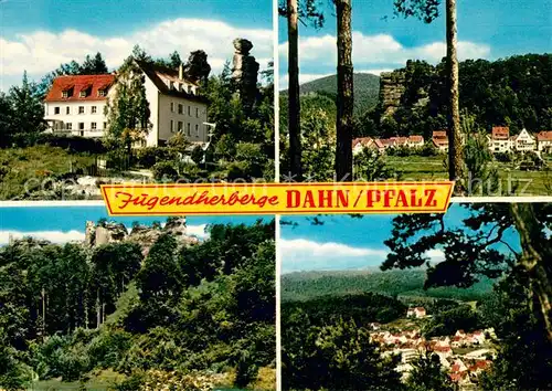 AK / Ansichtskarte Dahn Jugendherberge Landschaft Waldpartie Ruine Felsen Dahn