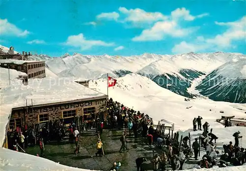 AK / Ansichtskarte Davos_GR Weissfluhjoch Bergrestaurant Sonnenterrasse Plessuralpen Davos_GR