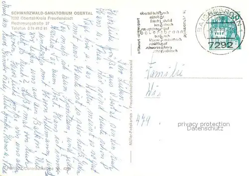 AK / Ansichtskarte Obertal_Baiersbronn Schwarzwald Sanatorium Obertal Gastraeume Rezeption Hallenbad Foyer Obertal Baiersbronn