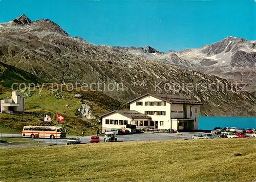 AK / Ansichtskarte Lukmanierpass Hospezi S Maria und Stausee mit Piz Rondadura und Piz Lai Blau Lukmanierpass