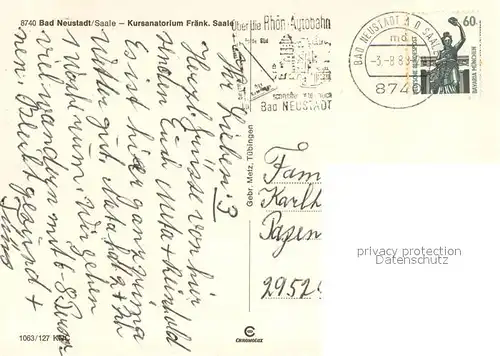 AK / Ansichtskarte Bad_Neustadt Kursanatorium Fraenkische Saale Bad_Neustadt