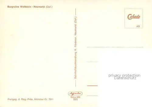 AK / Ansichtskarte Neumarkt_Oberpfalz Burgruine Wolfstein Neumarkt Oberpfalz