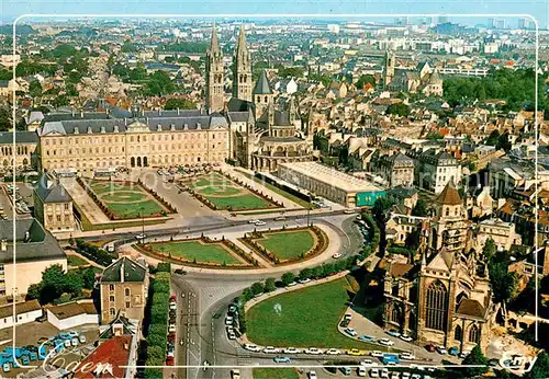 AK / Ansichtskarte Caen Eglise Saint Etienne le Vieux Place Guillouard Abbaye aux Hommes Hotel de Ville vue aerienne Caen