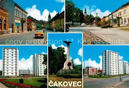 AK / Ansichtskarte Cakovec Teilansichten Innenstadt Denkmal Wohnsiedlung Hochhaeuser Cakovec