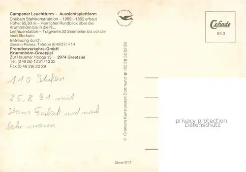 AK / Ansichtskarte Campen_Emden Campener Leuchtturm Campen Emden