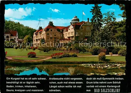 AK / Ansichtskarte Bad_Salzschlirf Hotel Badehof Park Seerosen Teich Bad_Salzschlirf