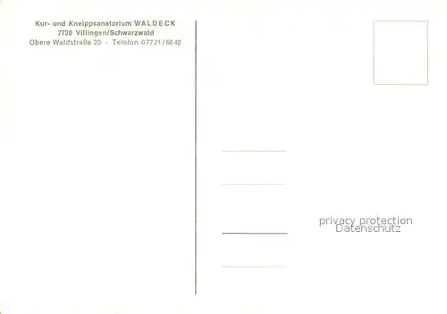 AK / Ansichtskarte Villingen Schwenningen Kur  und Kneippsanatorium Waldeck Parkanlagen Villingen Schwenningen
