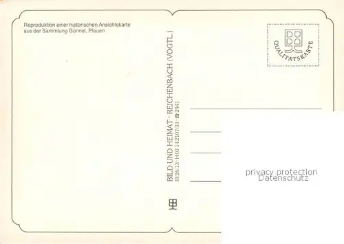 AK / Ansichtskarte Plauen__Vogtland Reproduktion einer historischen Ansichtskarte Sammlung Guennel Gedicht Felix Fischer 