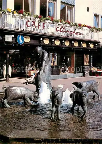 AK / Ansichtskarte Bad_Oeynhausen Cafe Ellinghaus Colon Sueltemeyer Brunnen Skulpturen Bad_Oeynhausen