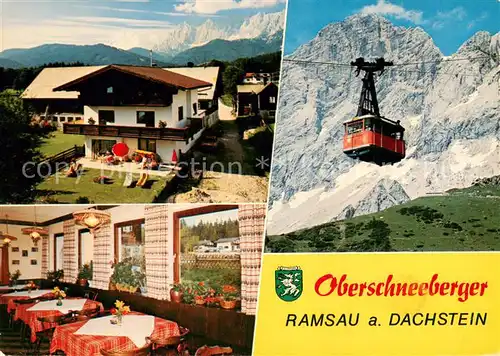 AK / Ansichtskarte Ramsau_Dachstein_Steiermark Pension Oberschneeberger Gaststube Seilbahn Ramsau_Dachstein