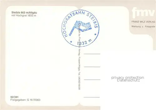 AK / Ansichtskarte Steibis Fliegeraufnahme mit Hochgrat Steibis