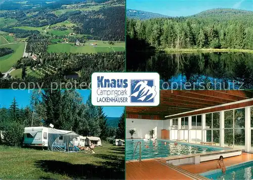 AK / Ansichtskarte Neureichenau Fliegeraufnahme Knaus Campingpark Lackenhaeuser Seepartie Hallenbad Neureichenau