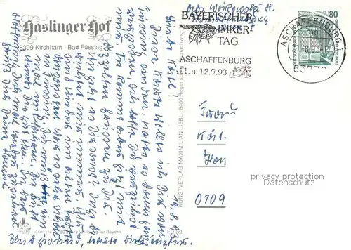 AK / Ansichtskarte Kirchham_Bad_Fuessing Haslinger Hof Teilansichten Terrasse Fontaene 