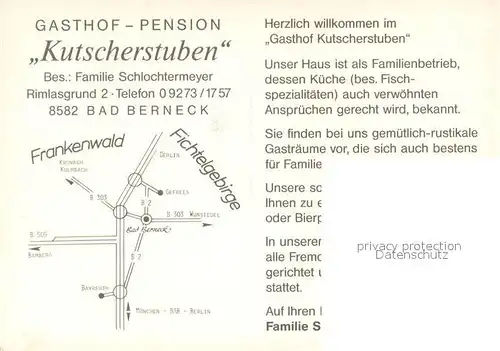 AK / Ansichtskarte Bad_Berneck Gasthof Pension Kutscherstuben Restaurant Terrasse Bad_Berneck