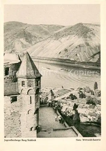 AK / Ansichtskarte Bacharach_Rhein Jugendherberge Burg Stahleck Jahrweiser Deutsches Wandern 1955 Bacharach Rhein