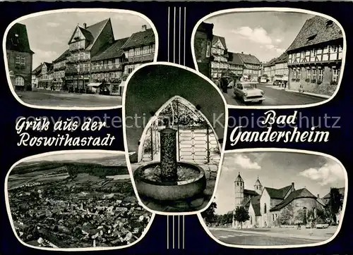 AK / Ansichtskarte Bad_Gandersheim Teilansichten Roswithastadt Altstadt Brunnen Fliegeraufnahme Bad_Gandersheim