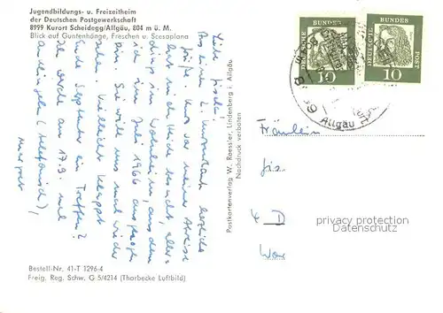 AK / Ansichtskarte Scheidegg_Allgaeu Jugendbildungs  und Freizeitheim der Deutschen Postgewerkschaft Alpenpanorama Scheidegg Allgaeu