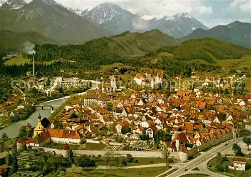 AK / Ansichtskarte Fuessen_Allgaeu Koenigswinkel Stadtzentrum Alpenpanorama gegen Lechtaler Berge Huber Karte Nr 8185 Fuessen Allgaeu