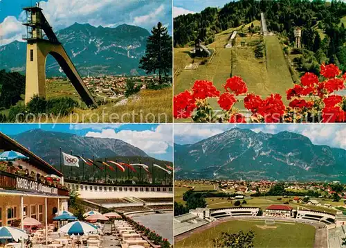 AK / Ansichtskarte Garmisch Partenkirchen Cafe Restaurant Hotel Pension Olympiahaus Skistadion Alpen Garmisch Partenkirchen