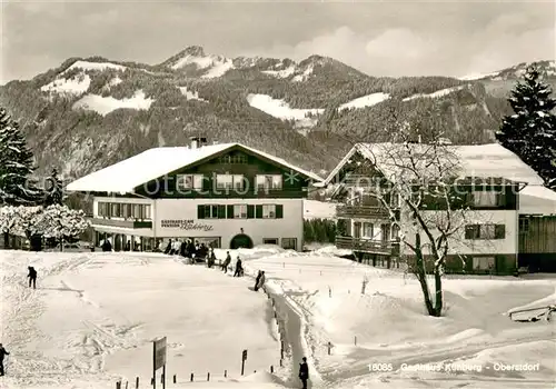 AK / Ansichtskarte Oberstdorf Gasthaus Cafe Pension Kuehberg Winterlandschaft Allgaeuer Alpen Oberstdorf