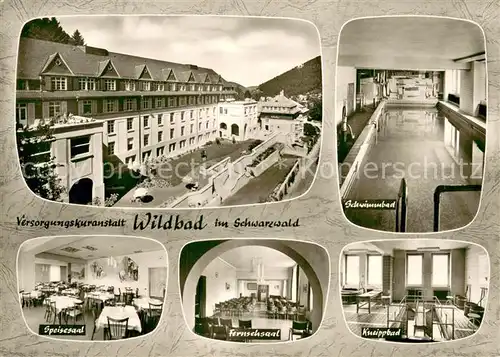 AK / Ansichtskarte Bad_Wildbad Versorgungskuranstalt Schwimmbad Speisesaal Fernsehsaal Kneippbad Bromsilber Bad_Wildbad