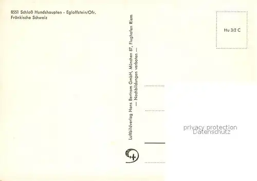 AK / Ansichtskarte Egloffstein Schloss Hundshaupten Fliegeraufnahme Egloffstein
