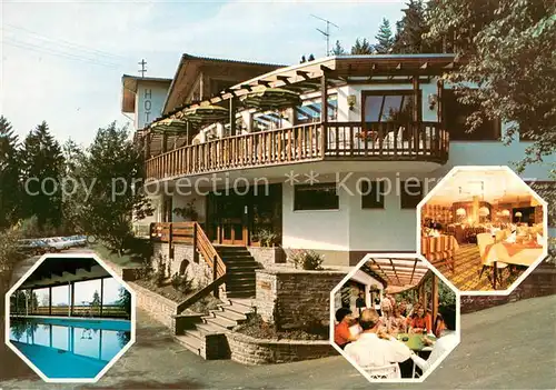 AK / Ansichtskarte Ehrlich_Westerwald Hotel Sollmann Schuerg Hallenbad Gaststube Terrasse Ehrlich_Westerwald