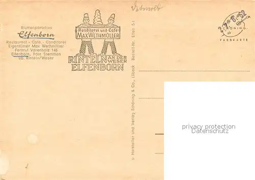 AK / Ansichtskarte Elfenborn_Rinteln Blumenparadies Elfenborn Konditorei und Cafe Max Wethmueller Elfenborn Rinteln