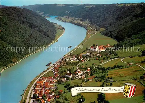 AK / Ansichtskarte Engelhartszell_Donau_Oberoesterreich mit Trappistenkloster Engelszell Fliegeraufnahme Engelhartszell_Donau