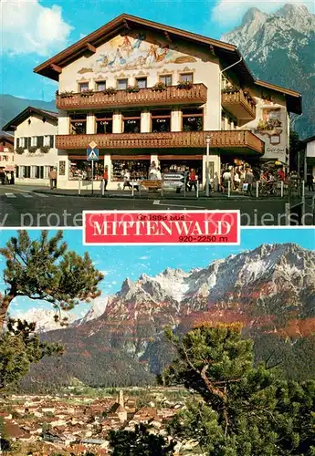 AK / Ansichtskarte Mittenwald_Bayern Geschenkhaus Neuner Ortsansicht mit Karwendel Mittenwald Bayern