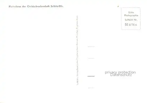 AK / Ansichtskarte Selbitz_Oberfranken Mutterhaus der Christusbruderschaft Selbitz Oberfranken