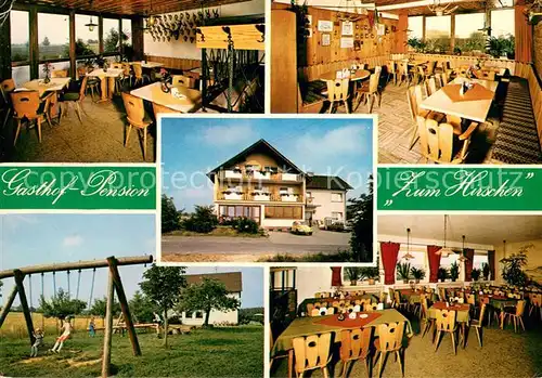 AK / Ansichtskarte Hasselberg_Main Gasthof Pension Zum Hirschen Gaststube Kinderspielplatz Hasselberg Main