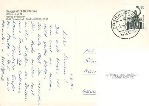 AK / Ansichtskarte Oberaudorf Berggasthof Bichlersee Aussenansicht m. Terrasse Oberaudorf