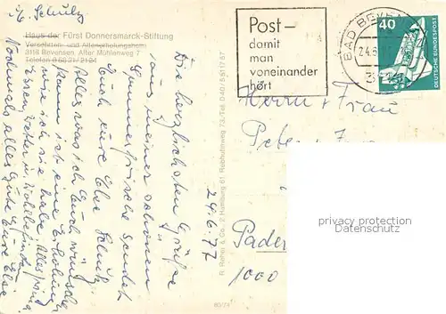 AK / Ansichtskarte Bevensen_Bad Haus d. Fuerst Donnersmarck Stiftung Aussenansicht Bevensen_Bad
