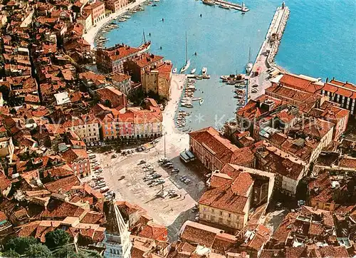 AK / Ansichtskarte Piran_Istria_Slovenia Fliegeraufnahme Teilansicht Anlegestelle 