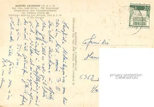 AK / Ansichtskarte Neuenweg Gasthof Haldenhof Teilansichten m. Nonnenmattweiher u. Strohmeyers Gedaechtsniskapelle Neuenweg