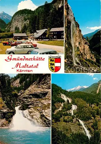 AK / Ansichtskarte Maltatal_Kaernten Gmuendnerhuette Schleierfall Blauer Tumpf Melnikfall Maltatal Kaernten