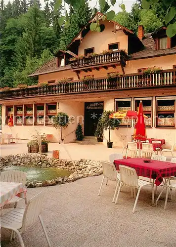 AK / Ansichtskarte Pottenstein_Oberfranken Gasthof Pension schuettersmuehle Aussenansicht m. Terrasse Pottenstein_Oberfranken