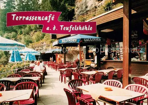 AK / Ansichtskarte Pottenstein_Oberfranken Terrassencafe a.d. Teufelshoehle Pottenstein_Oberfranken