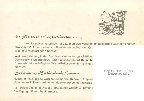 AK / Ansichtskarte Heigenbruecken Waldhotel St. Hubertus Hallenbad Fliegeraufnahme Heigenbruecken