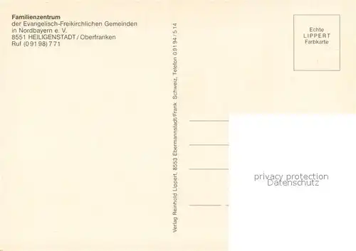 AK / Ansichtskarte Heiligenstadt_Oberfranken Familienzentrum der Evang. Freikirchlichen Gemeinden in Nordbayern e.V. Landschaft Heiligenstadt_Oberfranken