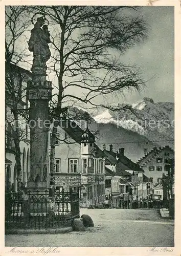 AK / Ansichtskarte Murnau_Staffelsee Mariensaeule Ortszentrum Alpen Murnau_Staffelsee