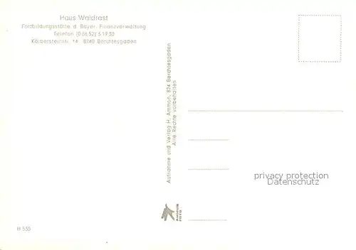 AK / Ansichtskarte Berchtesgaden Haus Waldrast Fortbildungsstaette der Bayerischen Finanzverwaltung Alpen Berchtesgaden