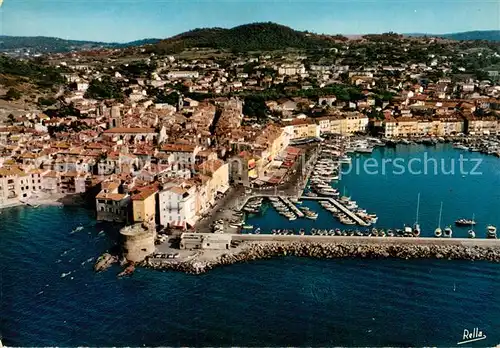 AK / Ansichtskarte Saint_Tropez_Var Vieille tour Quais Port vue aerienne Saint_Tropez_Var