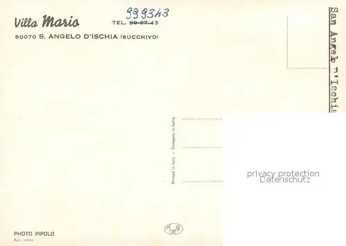 AK / Ansichtskarte Sant_Angelo_Ischia Villa Mario Fremdenzimmer Gastraum Sant_Angelo_Ischia