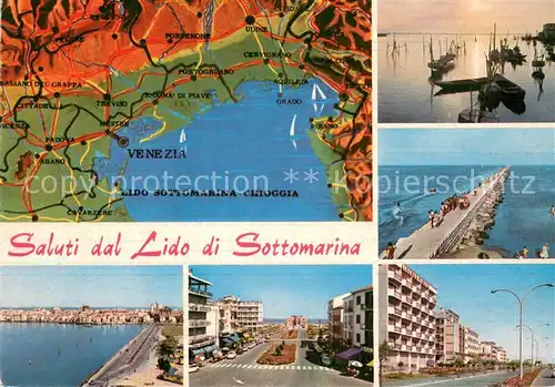 AK / Ansichtskarte Lido_di_Sottomarina Landkarte Hafen Mole Strassenpartien Lido_di_Sottomarina