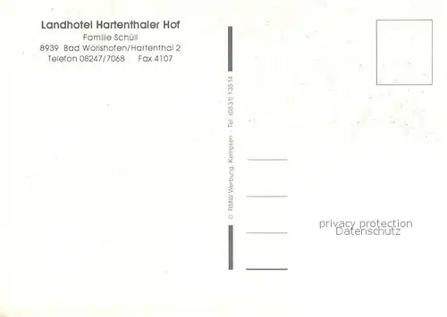 AK / Ansichtskarte Bad_Woerishofen Landhotel Hartenthaler Hof Restaurant Landschaftspanorama Bad_Woerishofen