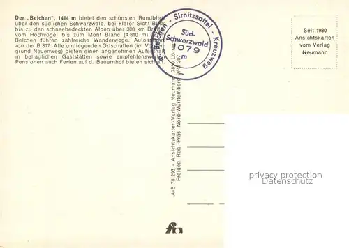 AK / Ansichtskarte Belchen_Baden Suedlicher Schwarzwald Belchen_Baden