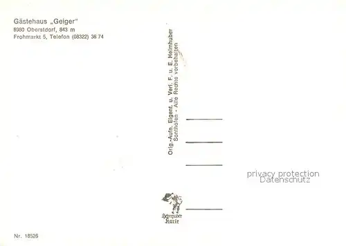 AK / Ansichtskarte Oberstdorf Gaestehaus Geiger Gastraum Terrasse Oberstdorf