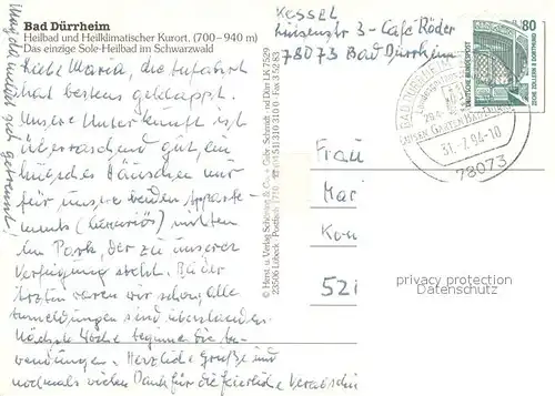 AK / Ansichtskarte Bad_Duerrheim Kurort Sole Heilbad im Schwarzwald Bad_Duerrheim